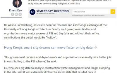 I commented on open big data for smart city, featured in South China Morning Post (SCMP)